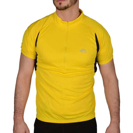 More Mile Short Sleeve Half Zip Mens Cycling Jersey - Yellow - Start Fitness