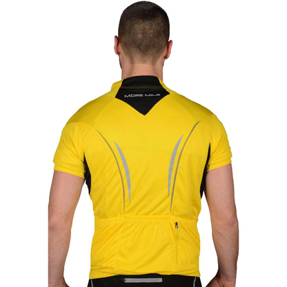 More Mile Short Sleeve Half Zip Mens Cycling Jersey - Yellow - Start Fitness