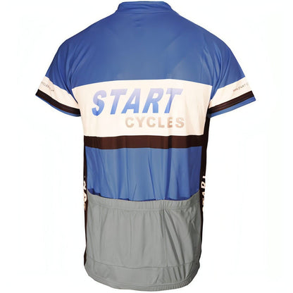 More Mile Team Start Cycles Mens Short Sleeve Cycling Jersey - Blue - Start Fitness