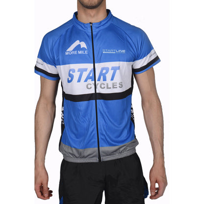 More Mile Team Start Cycles Mens Short Sleeve Cycling Jersey - Blue - Start Fitness