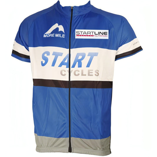 More Mile Team Start Cycles Mens Short Sleeve Cycling Jersey - Blue - Start Fitness