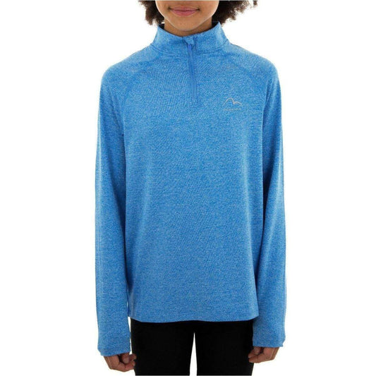 More Mile Train To Run Kids Long Sleeve Half Zip Running Top - Blue - Start Fitness