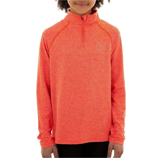 More Mile Train To Run Kids Long Sleeve Half Zip Running Top - Orange - Start Fitness