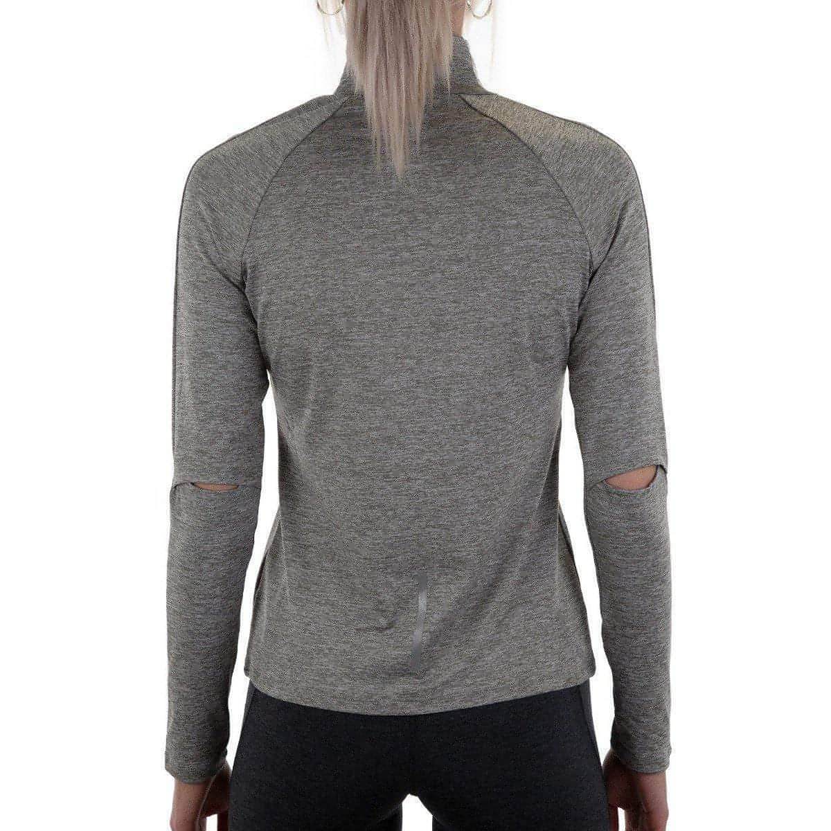 More Mile Train To Run Womens Long Sleeve Funnel Neck Running Top - Grey - Start Fitness
