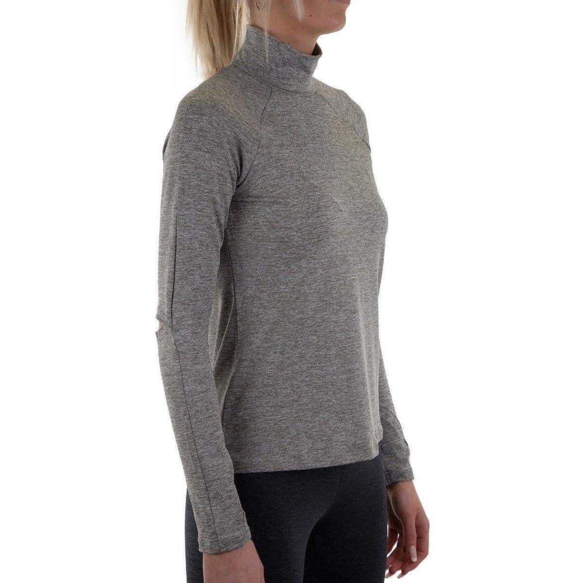 More Mile Train To Run Womens Long Sleeve Funnel Neck Running Top - Grey - Start Fitness