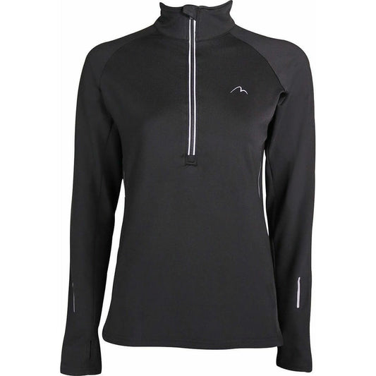 More Mile Vancouver Half Zip Long Sleeve Womens Running Top - Black - Start Fitness
