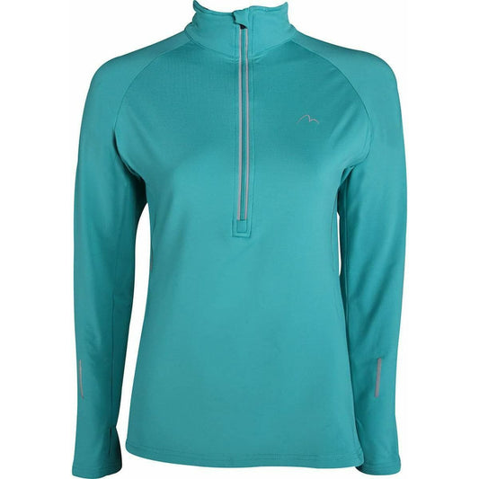 More Mile Vancouver Half Zip Long Sleeve Womens Running Top - Teal - Start Fitness