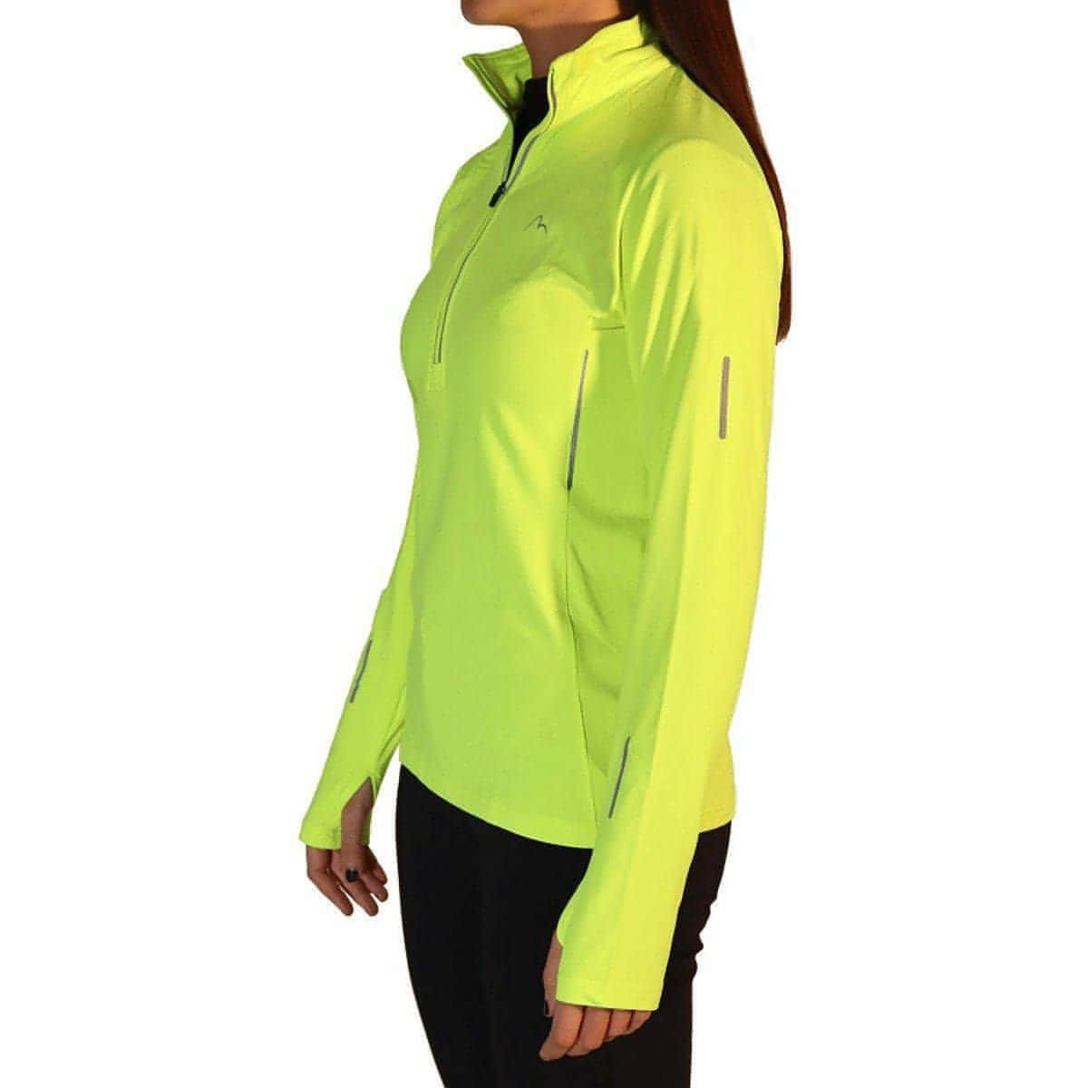 More Mile Vancouver Half Zip Long Sleeve Womens Running Top - Yellow - Start Fitness
