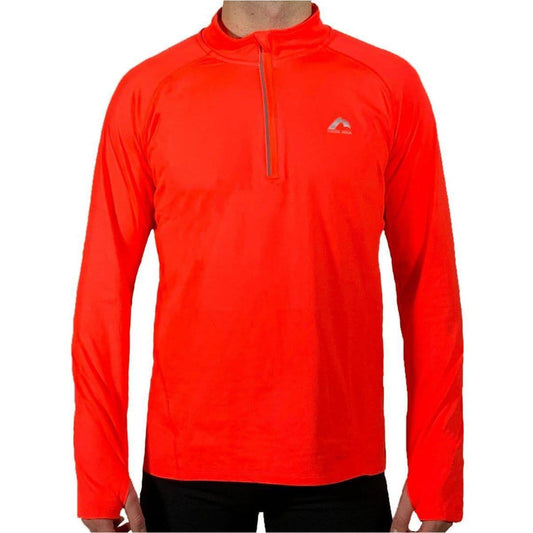 More Mile Vivid Half Zip Long Sleeve Mens Running Top - Orange - Start Fitness