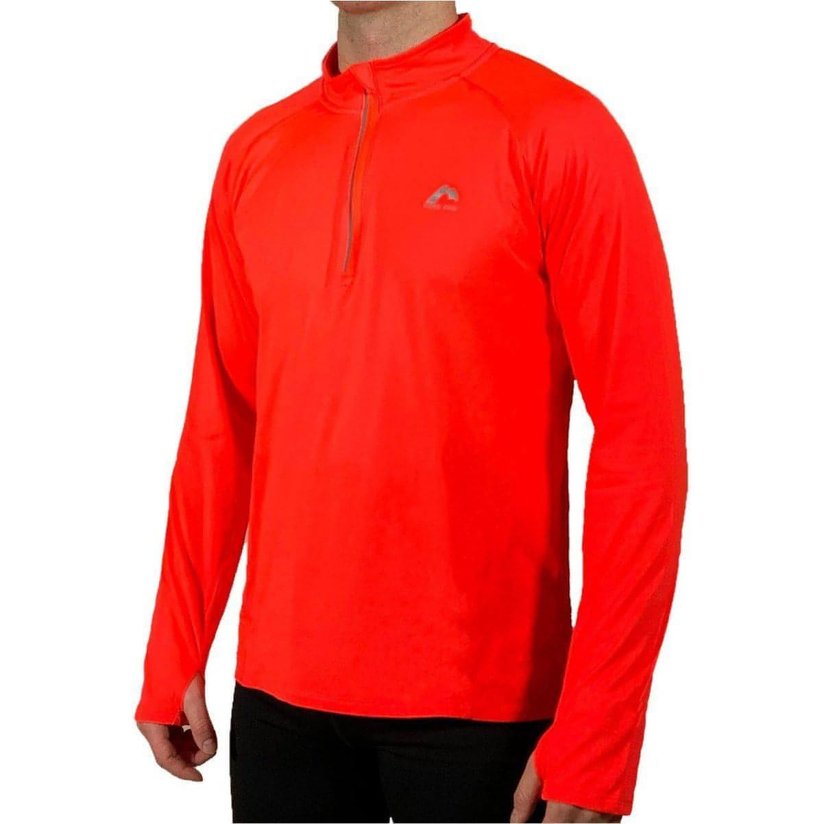 More Mile Vivid Half Zip Long Sleeve Mens Running Top - Orange - Start Fitness
