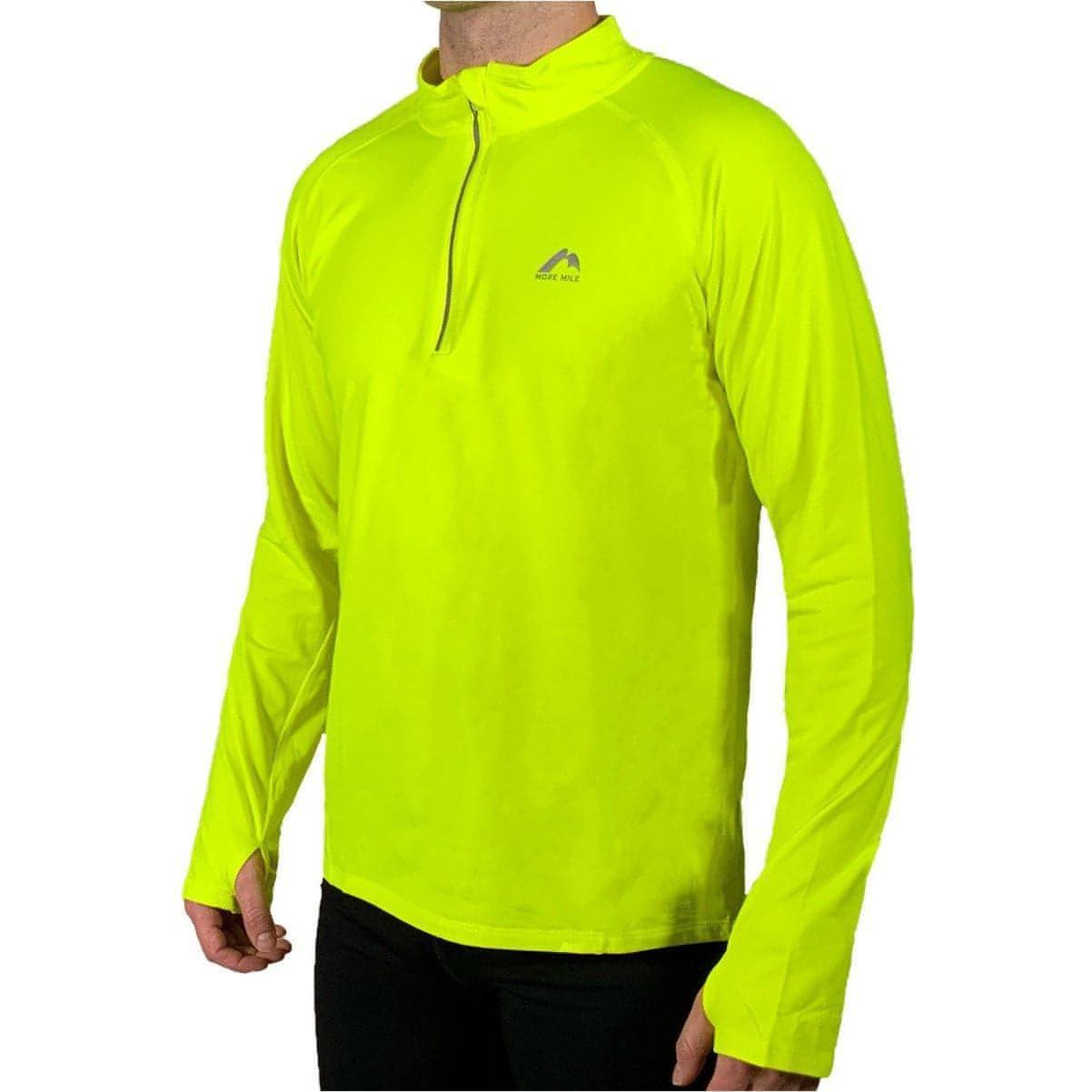 More Mile Vivid Half Zip Long Sleeve Mens Running Top - Yellow - Start Fitness