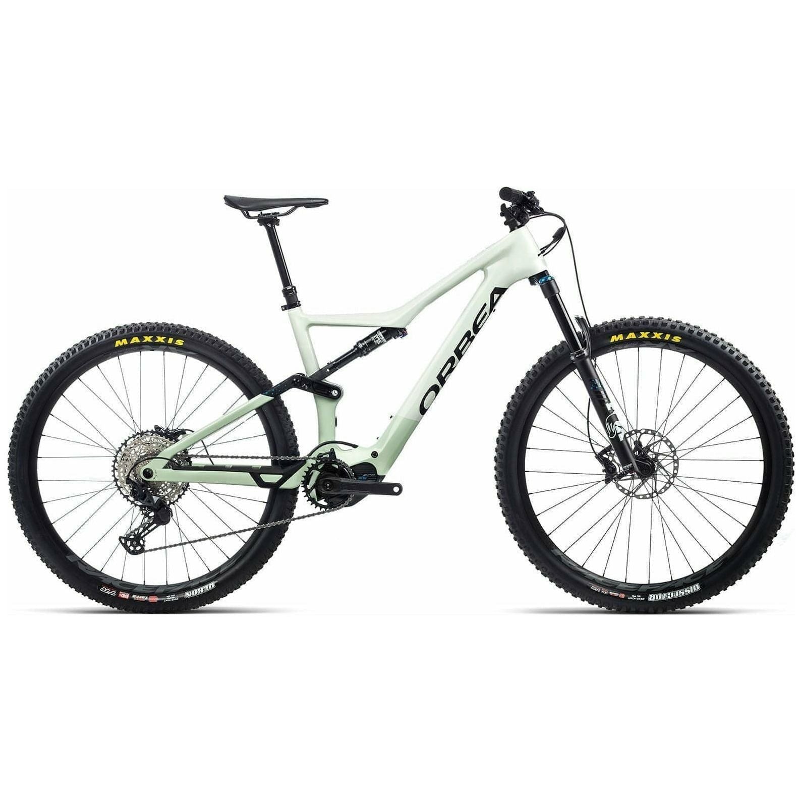 Orbea Rise M20 Electric Carbon Mountain Bike 2022 - White & Green - Start Fitness