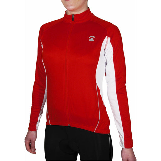 Piu Miglia Thermal Long Sleeve Womens Cycling Jersey - Red - Start Fitness