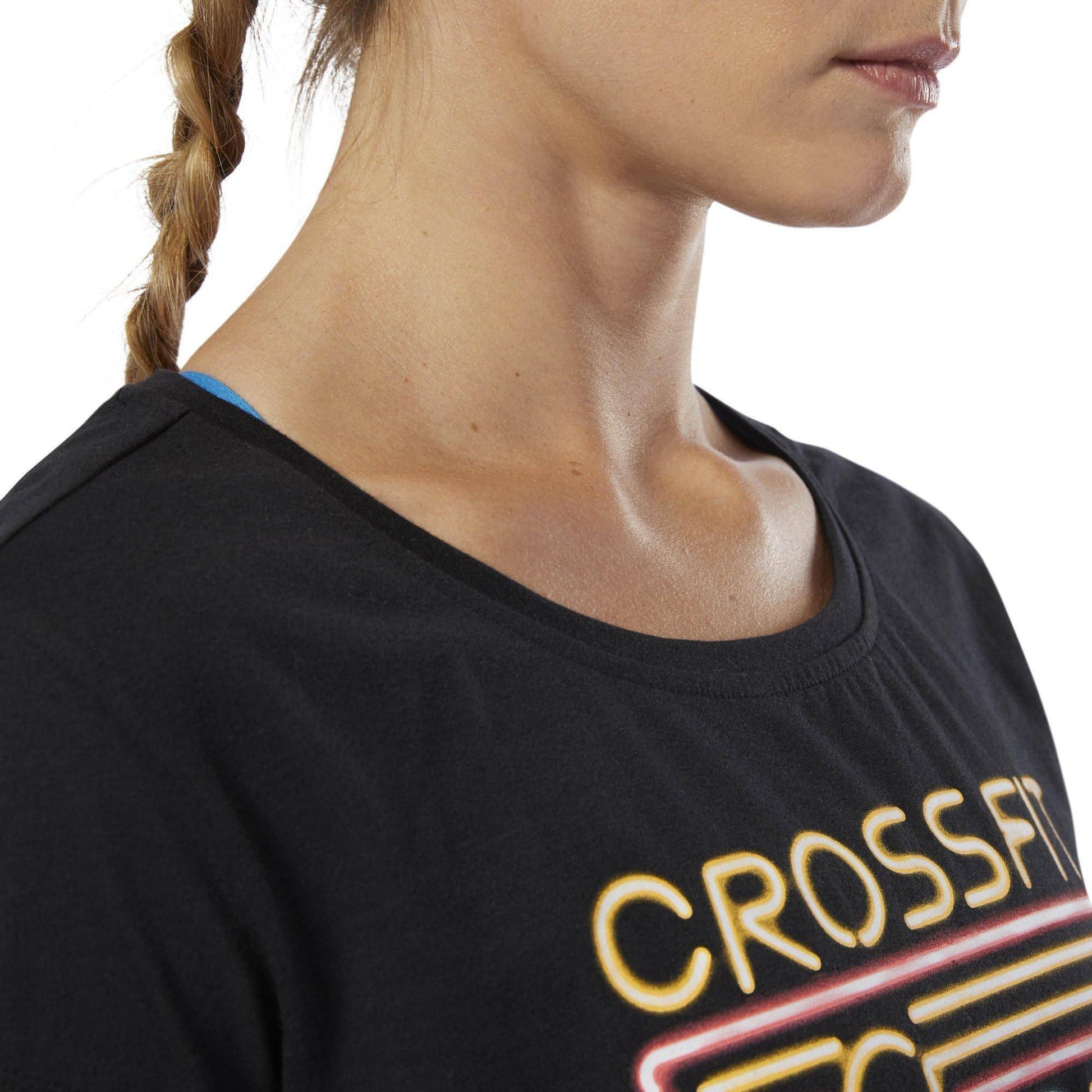 Reebok Crossfit Neon Retro Easy Short Sleeve Womens Training Top - Black - Start Fitness