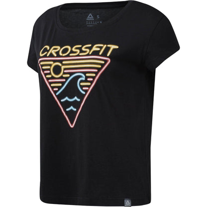 Reebok Crossfit Neon Retro Easy Short Sleeve Womens Training Top - Black - Start Fitness