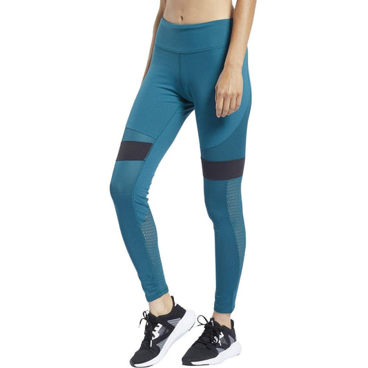 Reebok LUX Colourblock 2.0 Womens Long Training Tights - Green - Start Fitness