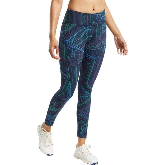 Reebok Lux Perform Technical Twist Womens Long Training Tights - Navy - Start Fitness