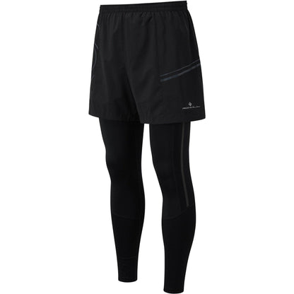 Ronhill Tech Twin Mens 2 in 1 Long Running Tights - Black - Start Fitness