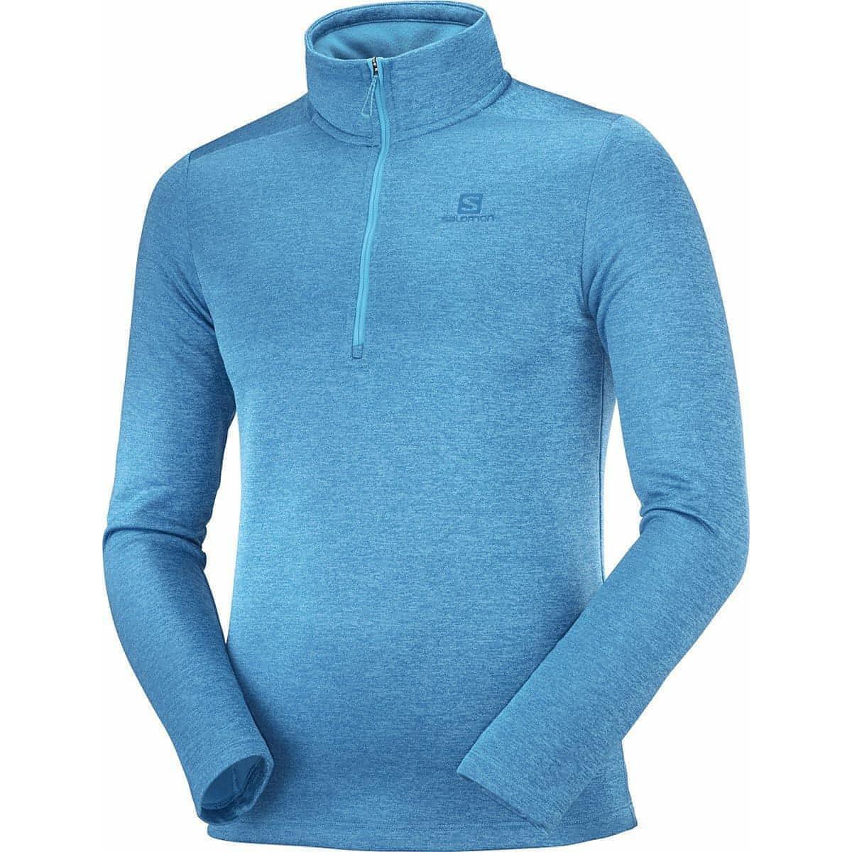 Salomon Transition Half Zip Mid Long Sleeve Mens Running Top - Blue - Start Fitness