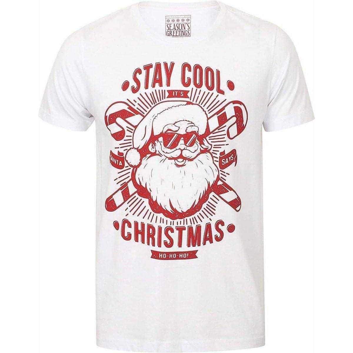 Season's Greetings Stay Cool Novelty Mens Christmas Short Sleeve Top - White - Start Fitness