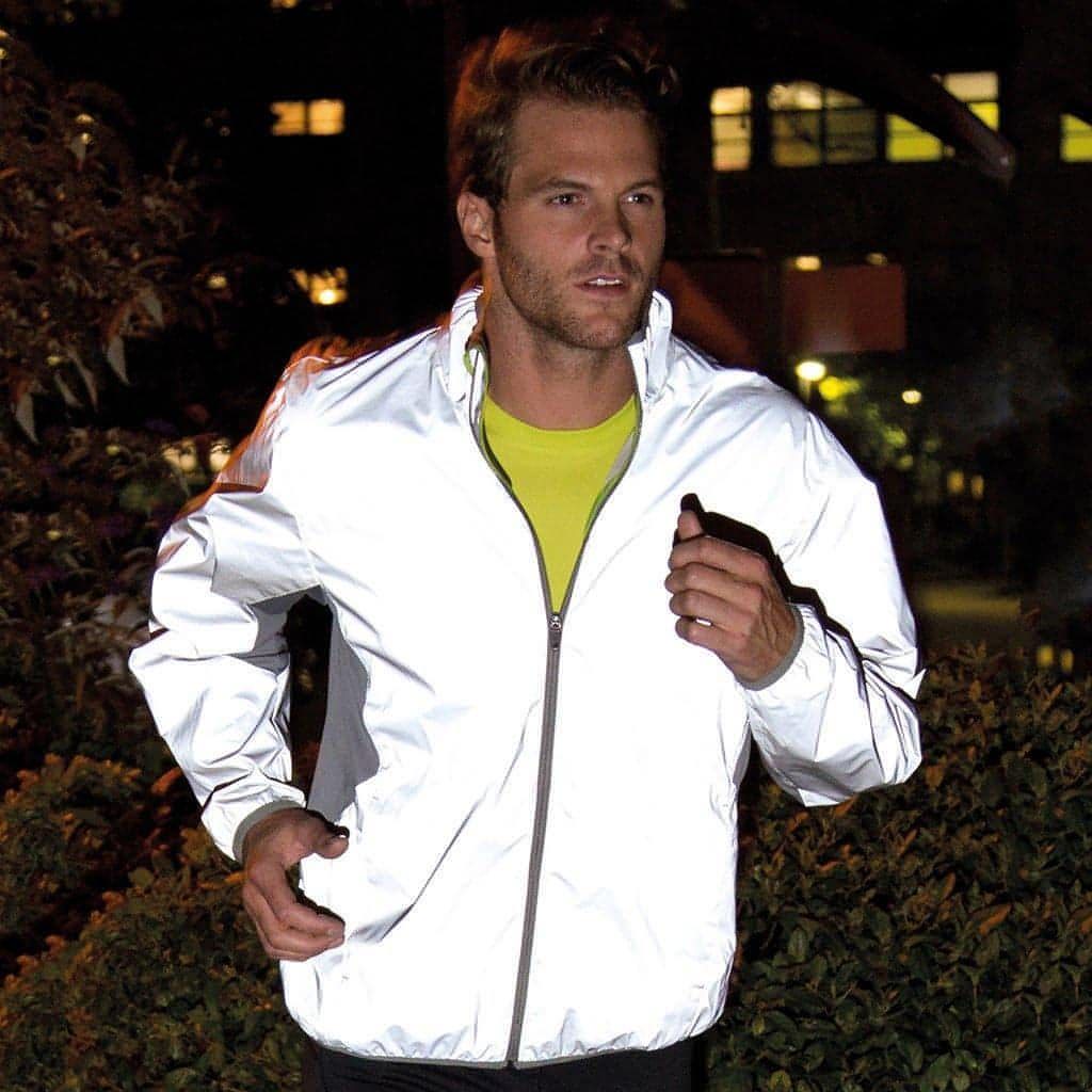 Spiro Luxe Reflectex Hi-Viz Mens Running Jacket - Silver - Start Fitness