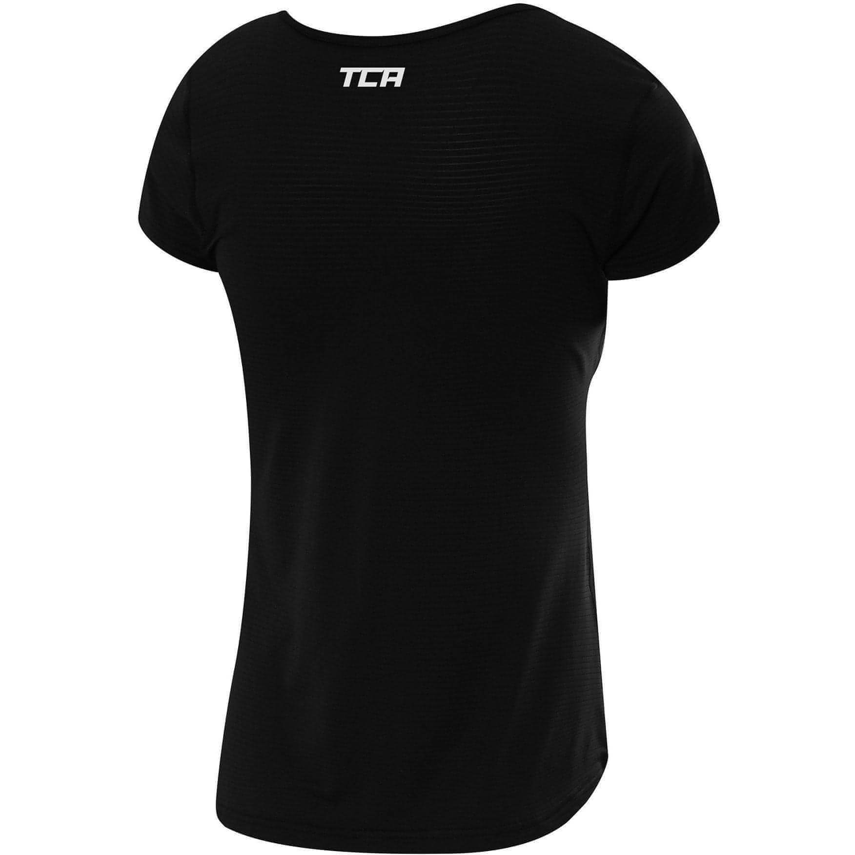 TCA Air Scoop Neck Short Sleeve Womens Training Top - Black - Start Fitness
