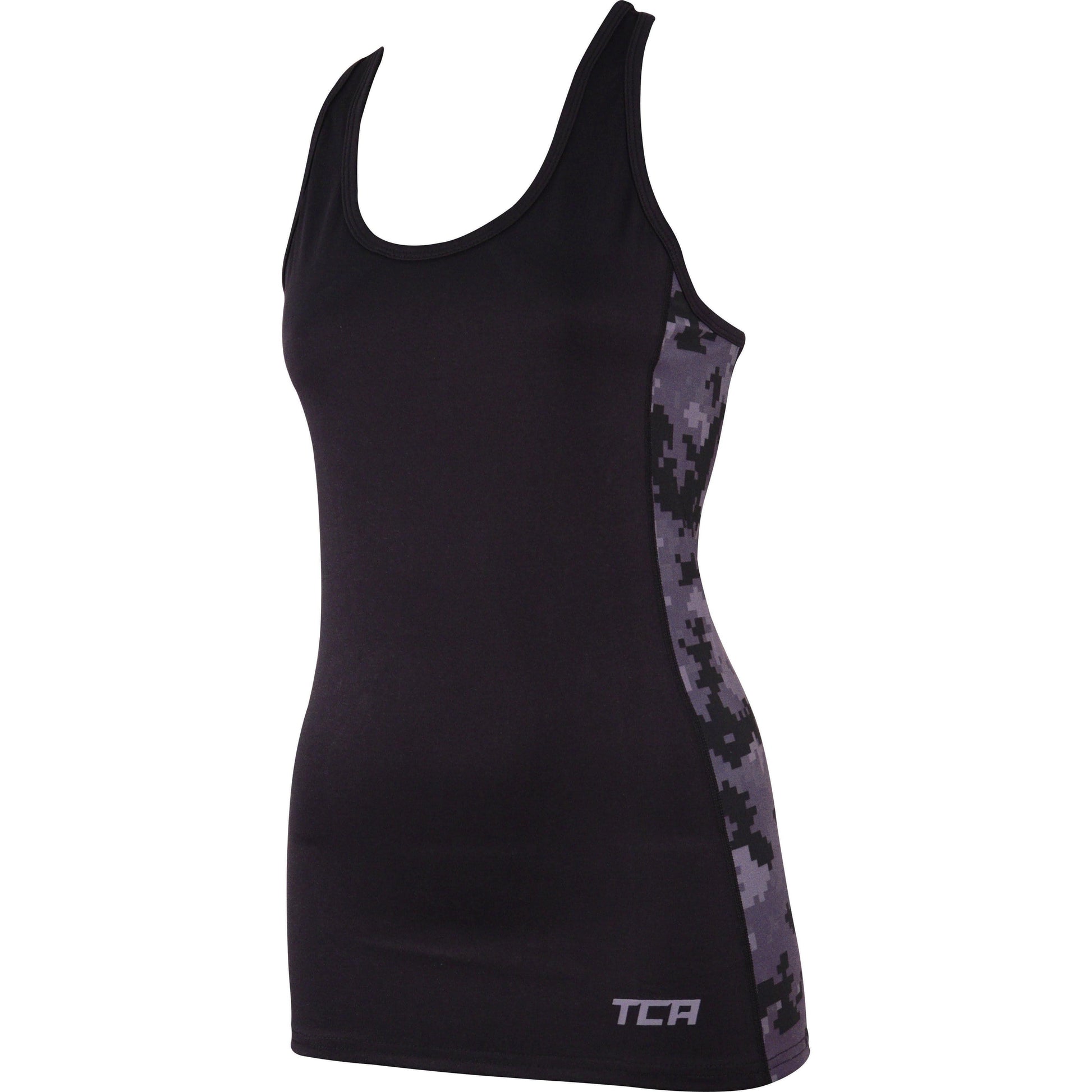 TCA Camo Print Womens Running Vest Tank Top - Black - Start Fitness