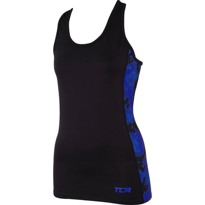 TCA Camo Print Womens Running Vest Tank Top - Black - Start Fitness