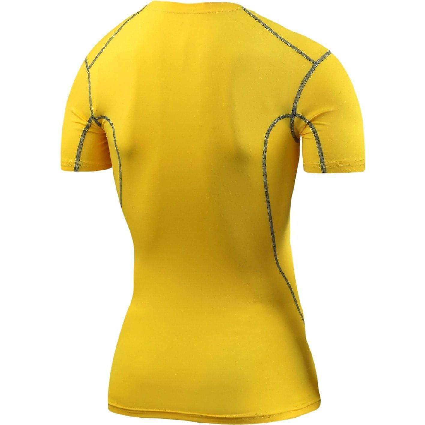 TCA Pro Performance Compression Junior Short Sleeve Thermal Running Top - Yellow - Start Fitness