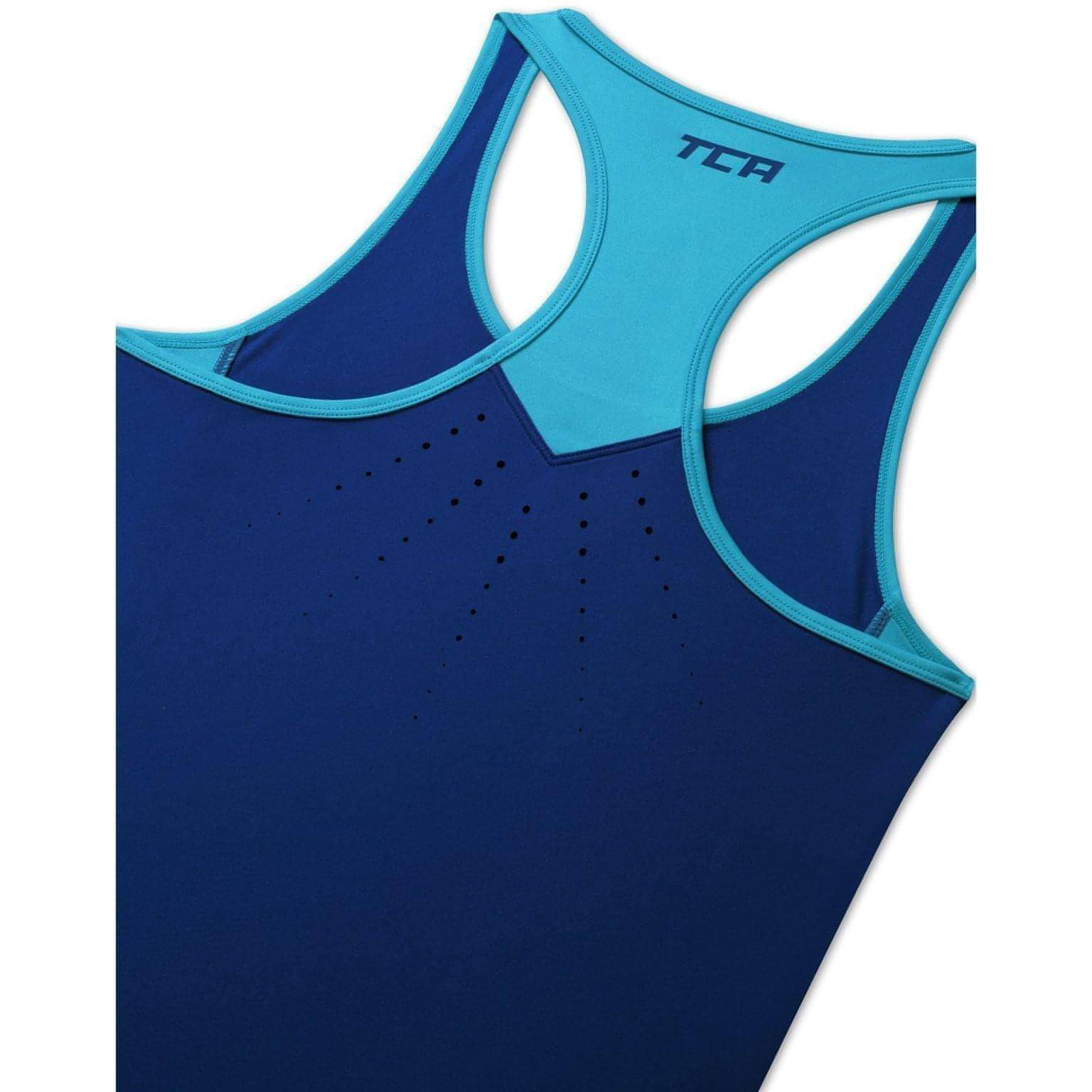 TCA Laser Tech Lightweight Womens Running Vest Tank Top - Blue - Start Fitness