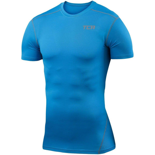 TCA Pro Performance Compression Mens Short Sleeve Thermal Running Top - Sky - Start Fitness