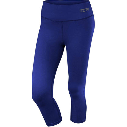 TCA Pro Performance Supreme Womens 3/4 Capri Running Tights - Blue - Start Fitness