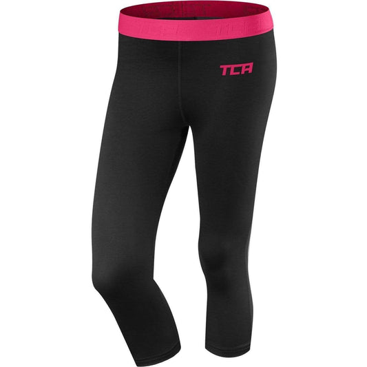 TCA Pro Performance Endurance Womens 3/4 Capri Running Tights - Black - Start Fitness