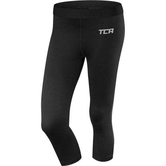 TCA Pro Performance Endurance Womens 3/4 Capri Running Tights - Black - Start Fitness