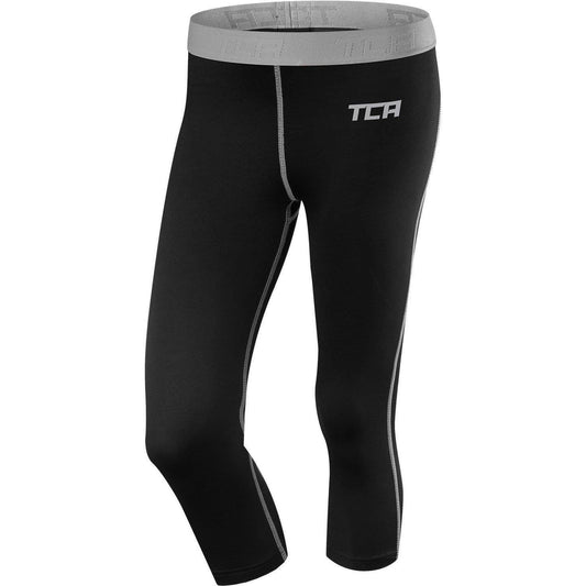 TCA Pro Performance Endurance Womens 3/4 Capri Running Tights - Black - Start Fitness
