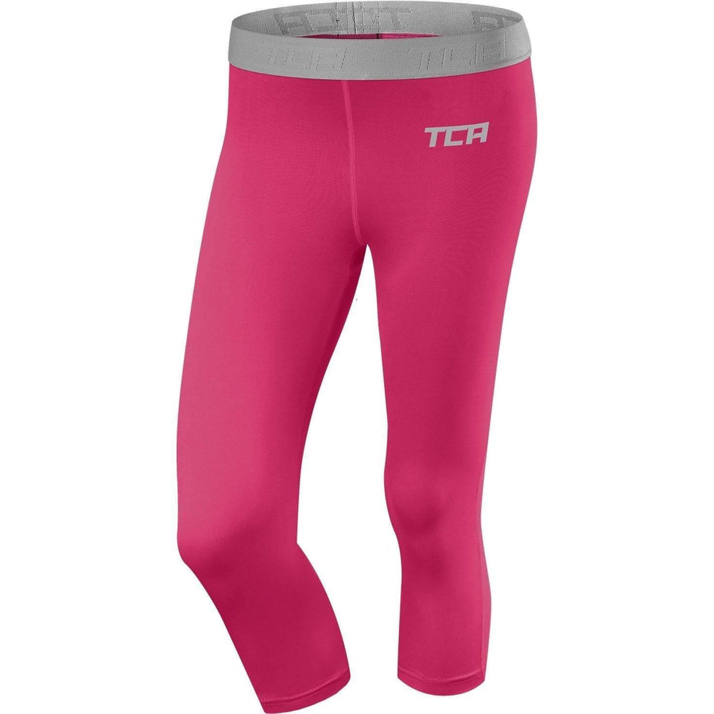 TCA Pro Performance Endurance Womens 3/4 Capri Running Tights - Pink - Start Fitness