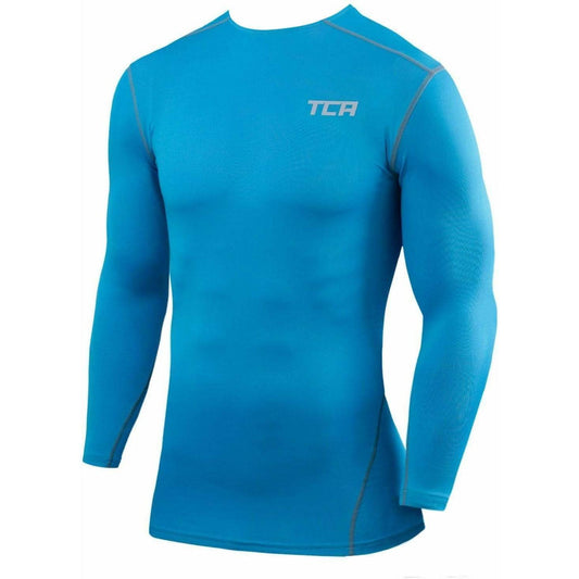 TCA Pro Performance Mens Long Sleeve Compression Top - Blue - Start Fitness