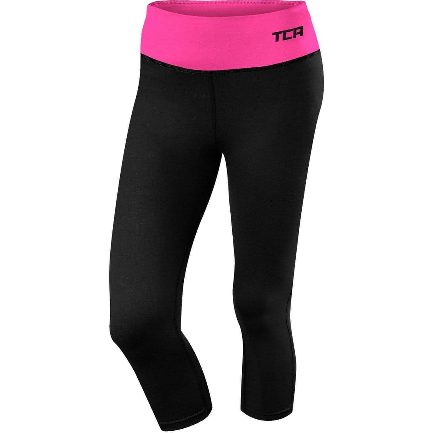 TCA Pro Performance Supreme Womens 3/4 Capri Running Tights - Black - Start Fitness