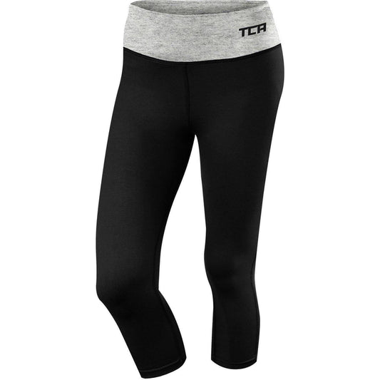 TCA Pro Performance Supreme Womens 3/4 Capri Running Tights - Black - Start Fitness