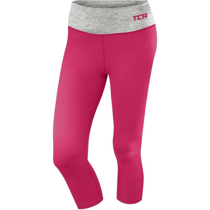 TCA Pro Performance Supreme Womens 3/4 Capri Running Tights - Pink - Start Fitness