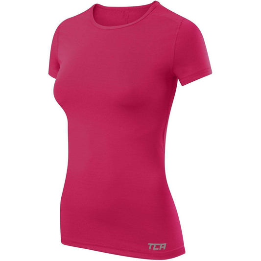 TCA Pro Performance Womens Short Sleeve Baselayer Running Top - Pink - Start Fitness
