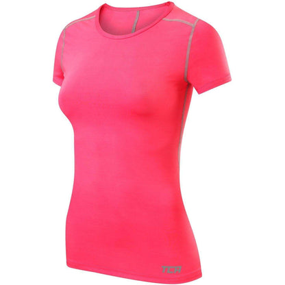 TCA Pro Performance Womens Short Sleeve Baselayer Running Top - Pink - Start Fitness