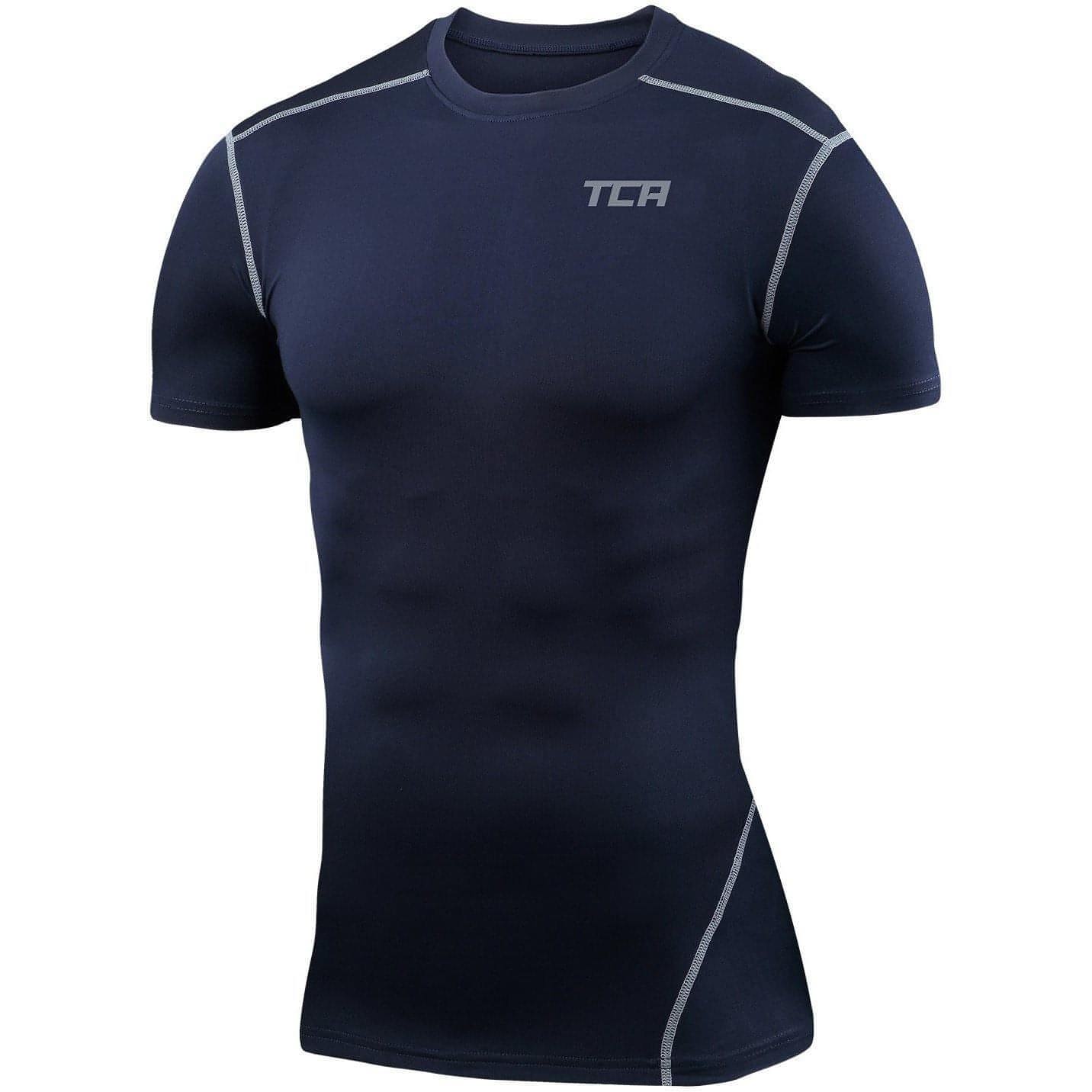 TCA Pro Performance Compression Junior Short Sleeve Thermal Running Top - Blue - Start Fitness