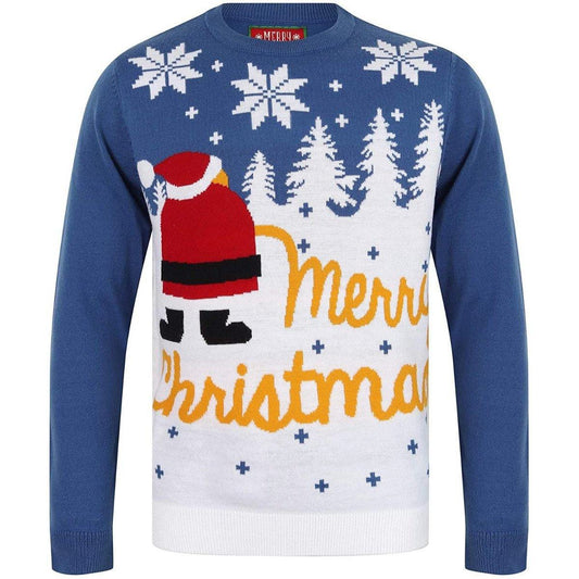 Tokyo Laundry Xmas Snow Mens Christmas Jumper - Blue - Start Fitness