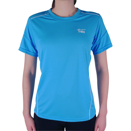 Traks Hills Short Sleeve Womens Running Top - Blue - Start Fitness
