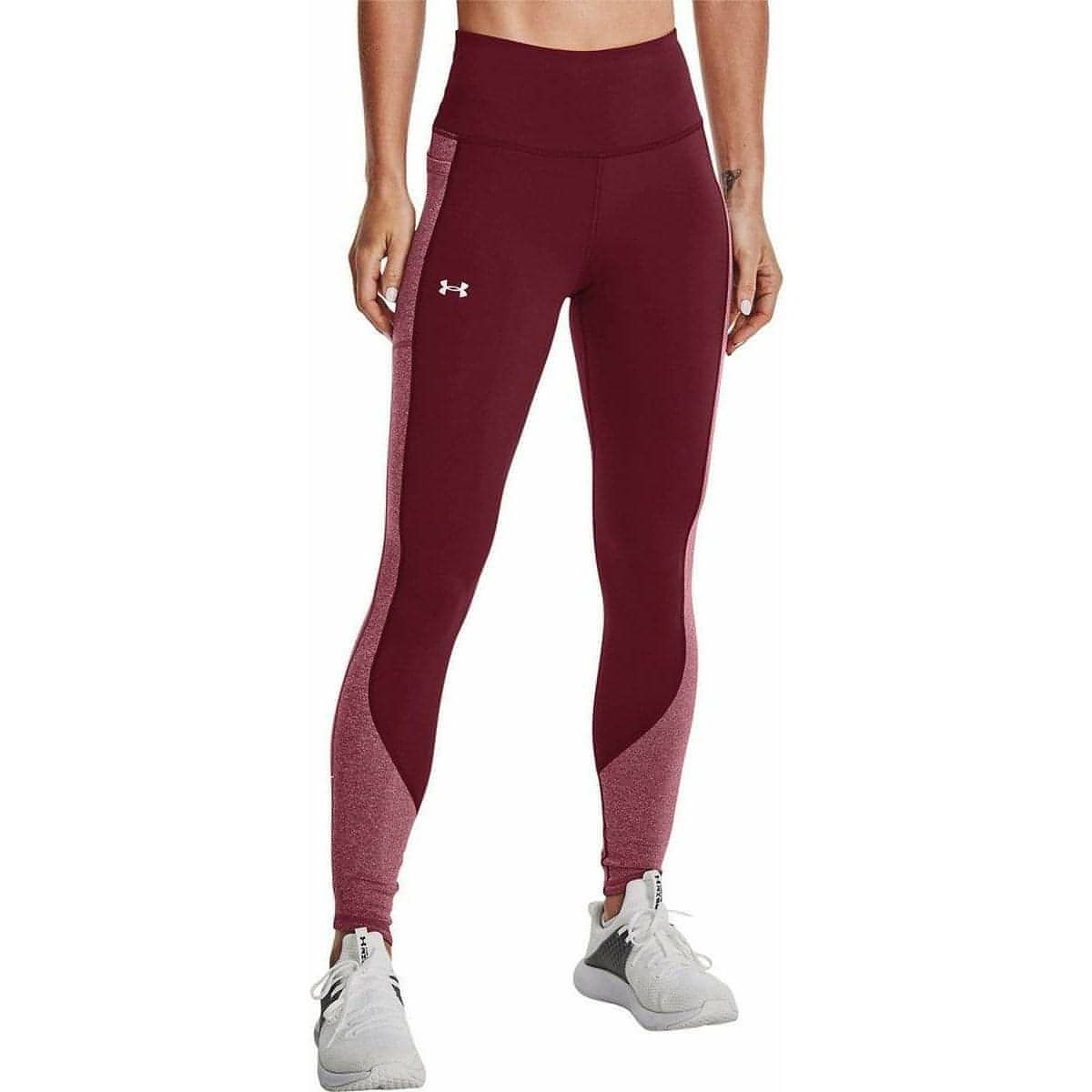 Under Armour ColdGear Blocked Womens Long Training Tights - Red - Start Fitness