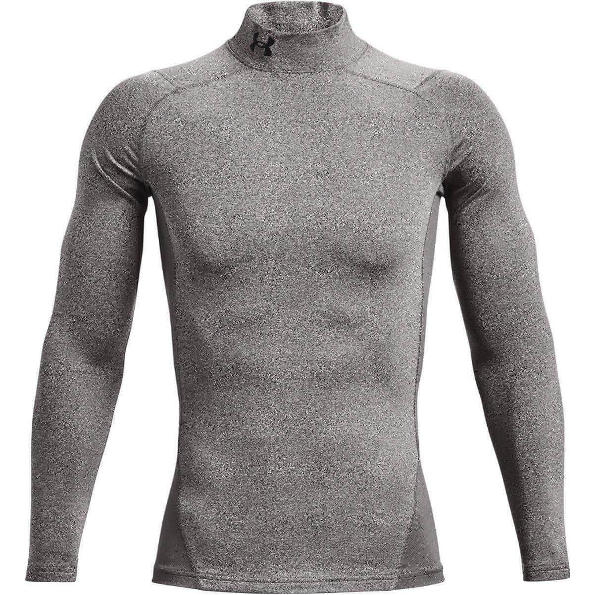 Under Armour ColdGear Compression Mock Long Sleeve Mens Running Top Grey