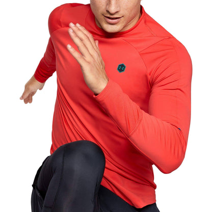 Under Armour ColdGear Rush Mock Long Sleeve Mens Training Top - Red - Start Fitness