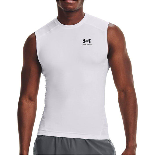 Under Armour HeatGear Armour Mens Sleeveless Compression Top - White - Start Fitness