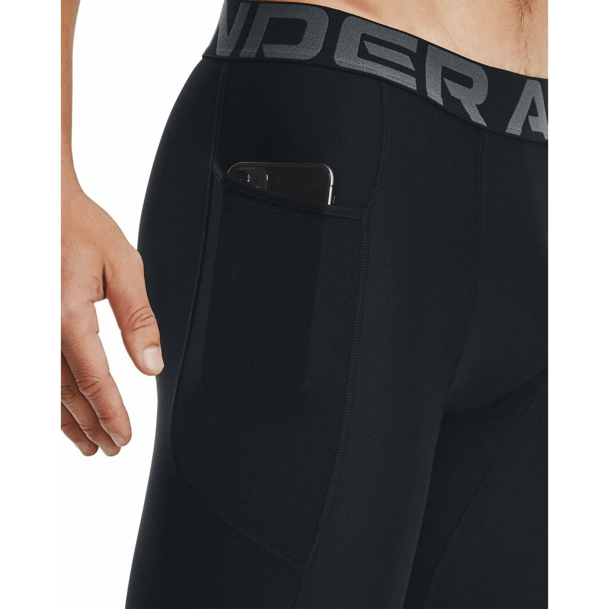 Under Armour HeatGear Pocket Long Mens Short Compression Tights - Black - Start Fitness